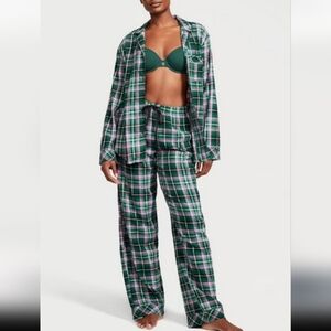 Victoria's Secret Green and Pink Plaid Pajama Set